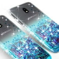 thumbnail image 4 of Liquid Glitter Bling Diamond Phone Case For Galaxy J3 2018 Case,Galaxy J3 Orbit Case,=J3 Star Case,Galaxy J3 V 2018/J3 Achieve/J3 Aura/Express Prime 3/Amp Prime 3 Case - Teal/Clear, 4 of 5