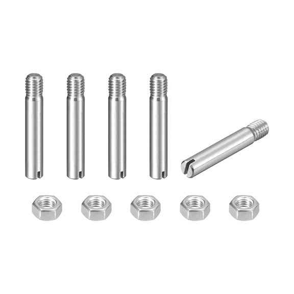 5Pack Slotted Cylindrical Pin, M5 x 30mm 304 Stainless Steel Dowel with Nut