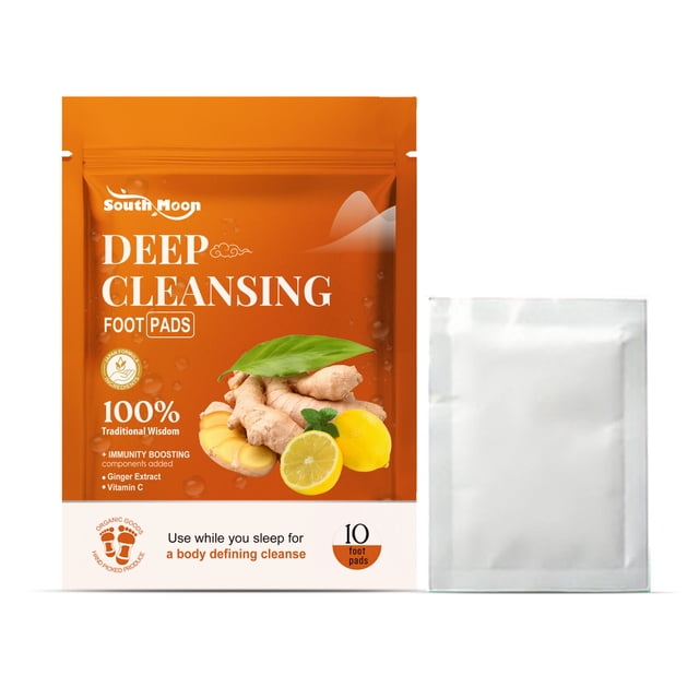 Nuubu 10Pcs Parches de desintoxicación de pies Ingredientes activos Limpieza profunda de pies SOUTH MOON Naranja y 10 piezas