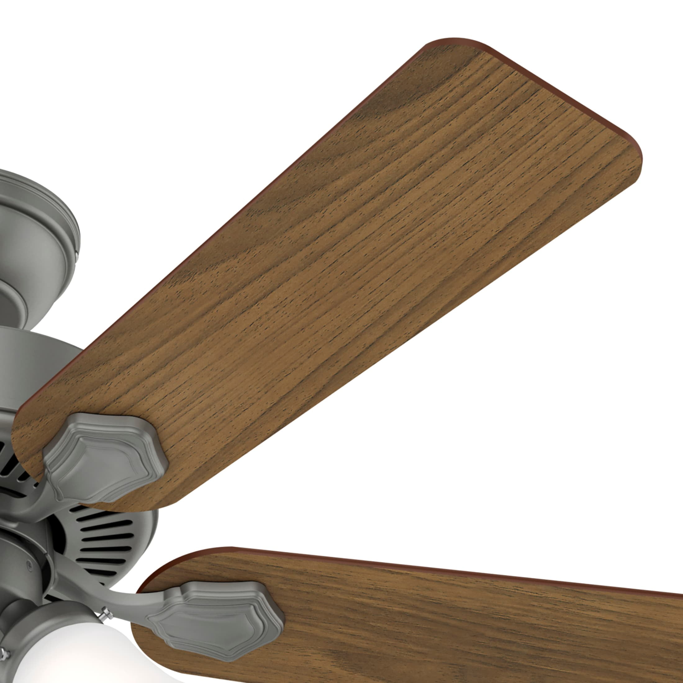 Hunter 44 inch Indoor Ceiling Fan with LED Lights - Ceiling Fan with Pull Chain, For Bedroom, Living Room, or Kitchen, Standard Mount, No Remote, 5 Blades - Swanson 50882, Matte Silver