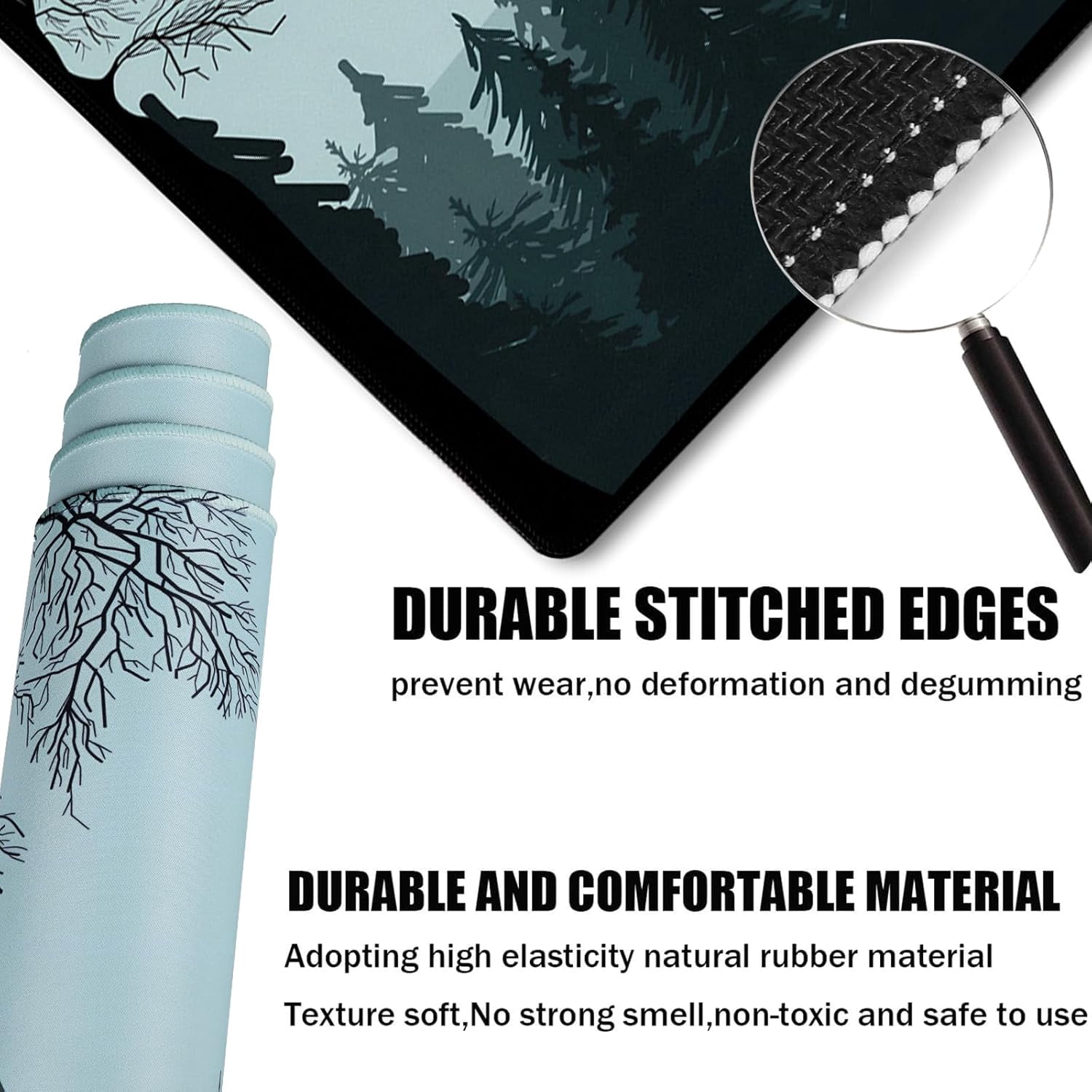 Mouse Pad Forest Background Pattern, Large Mouse Pad for Gamer, (31.5"X15.7") Gaming Mousepad with Nonslip Base, Waterproof Comfy Computer Keyboard Mousepads for Esports Pros/Office/Home
