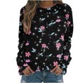 thumbnail image 2 of Hauts à Manches Longues pour Femmes Mode Imprimé Floral de la Saint-Valentin Manches Longues Col Rond Chandail en Molleton Blouse, 2 of 3