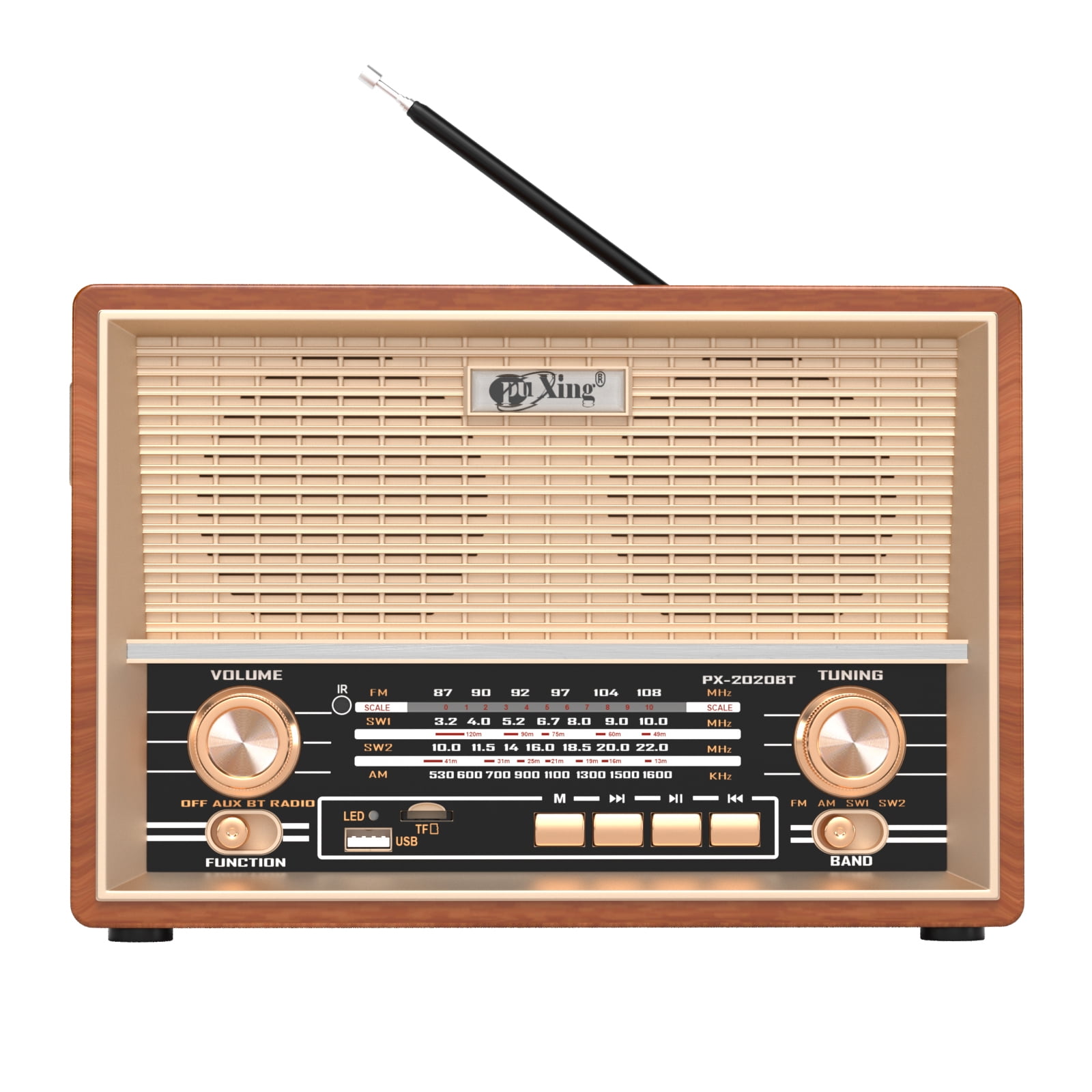 AM FM Radio Retro Table Top Radio, Portable Speaker Plug in Wall, Reception with AUX, Headphone Jack for Home Outdoor Office
