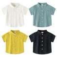 thumbnail image 4 of GYRATEDREAM Boys' Shirt - Short Sleeve Button Down Shirt Top - Kids' Casual Collared Shirt for Black 5-6Y, 4 of 5