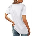 thumbnail image 4 of Gustave Women Summer Square Neck Tops Puff Short Sleeve T Shirts Casual Loose Solid Color Basic Blouse Top "White, M", 4 of 5