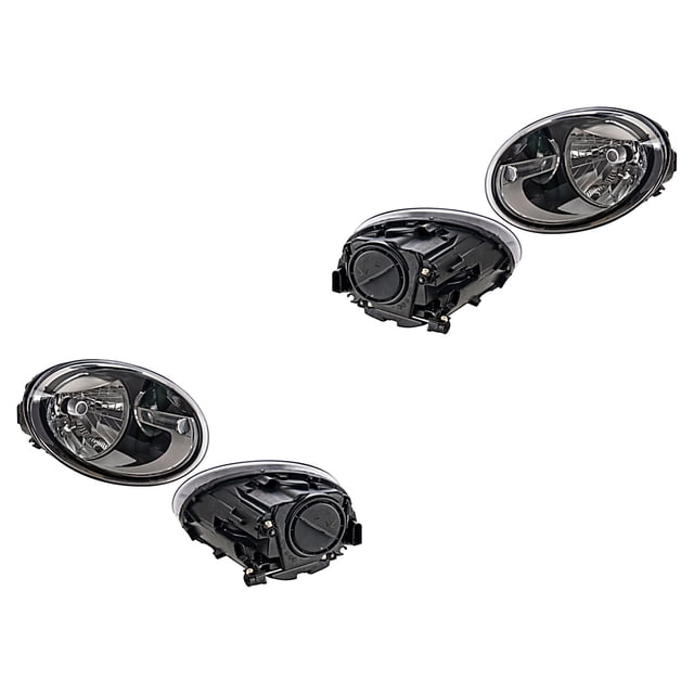 Par de Faros Beetle 2012 A 2016 Volkswagen Fdo Negro Eléctrico P/Halog DEPO .