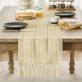 thumbnail image 6 of Boho Table Runner Macrame Farmhouse Woven Cotton Linen Rustic Table Runner with Handmade Tassels for Home Decor Dining Fall Thanksgiving 13x72 inches, 6 of 6