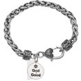 thumbnail image 2 of Messianic, Yeshua, God Is Good Silvertone Charm On A Silvertone Sculptured Antique Wheat Chain Bracelet, What A Wonderful Gift For Yourself Or Someone Special. Hypoallergenic-Safe, No Nickel Or Lead., 2 of 3