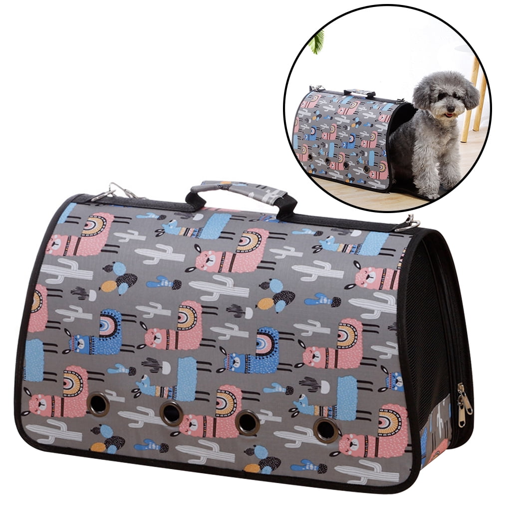 Pet Carrier Foldable Breathable Alpaca Pattern Pet Travel Carrier for Cats Dogs