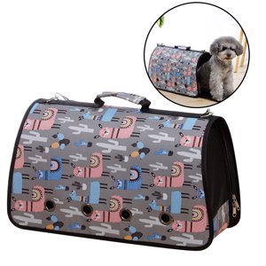 Pet Carrier Foldable Breathable Alpaca Pattern Pet Travel Carrier for Cats Dogs