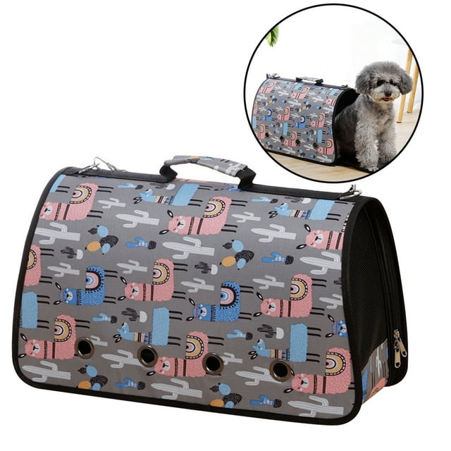 Pet Carrier Foldable Breathable Alpaca Pattern Pet Travel Carrier for Cats Dogs