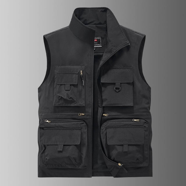Ceisia Breathable Lightweight Men's Loose Fit Stand-Collar Multi-Pocket Utility Vest Gift