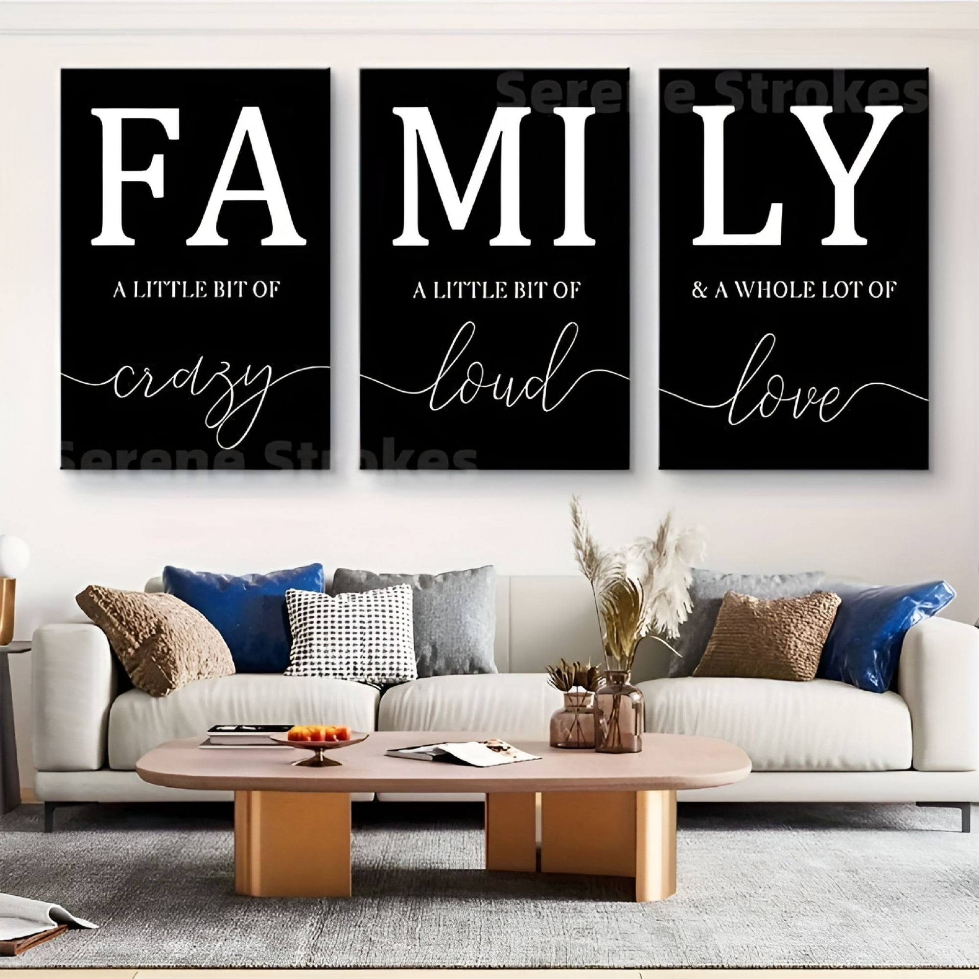 CCOCC 2026 New 3Pcs Family Quote Canvas Wall Art Set,Wall Decor Living Room Black & White for Bedroom, Office, Hallway, Study, Dining Room