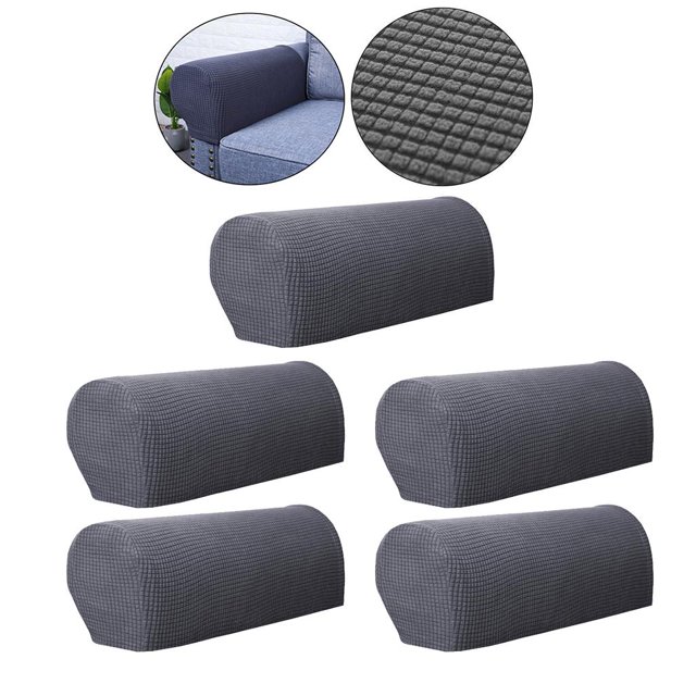 Juego de elásticas para reposas de franela de 4 piezas Macarena protectores de silla o sofá gris Cubiertas del reposabrazos del sofá