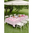 thumbnail image 3 of Outdoor Tablecloth with Umbrella Hole and Zipper, Valentine's Day Rectangle Table Cloth 60x84 Inch Waterproof Tablecloth, Pink Bows Romantic Love Heart Picnic Table Cover for Patio Camping, 3 of 7