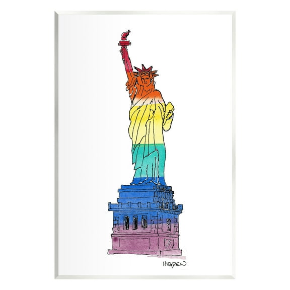 Stupell Industries Statue Of Liberty Pride Rainbow Holiday Painting Unframed Art Print Wall Art