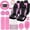 Pink, variant on 35-Piece Car Seat Cover Set With Steering Wheel Cover, Cup Holder Coasters, Shoulder Pads, And Accessories - Polyester Fabric Interior Decor Kit Without Filler,Pink Car Stuff