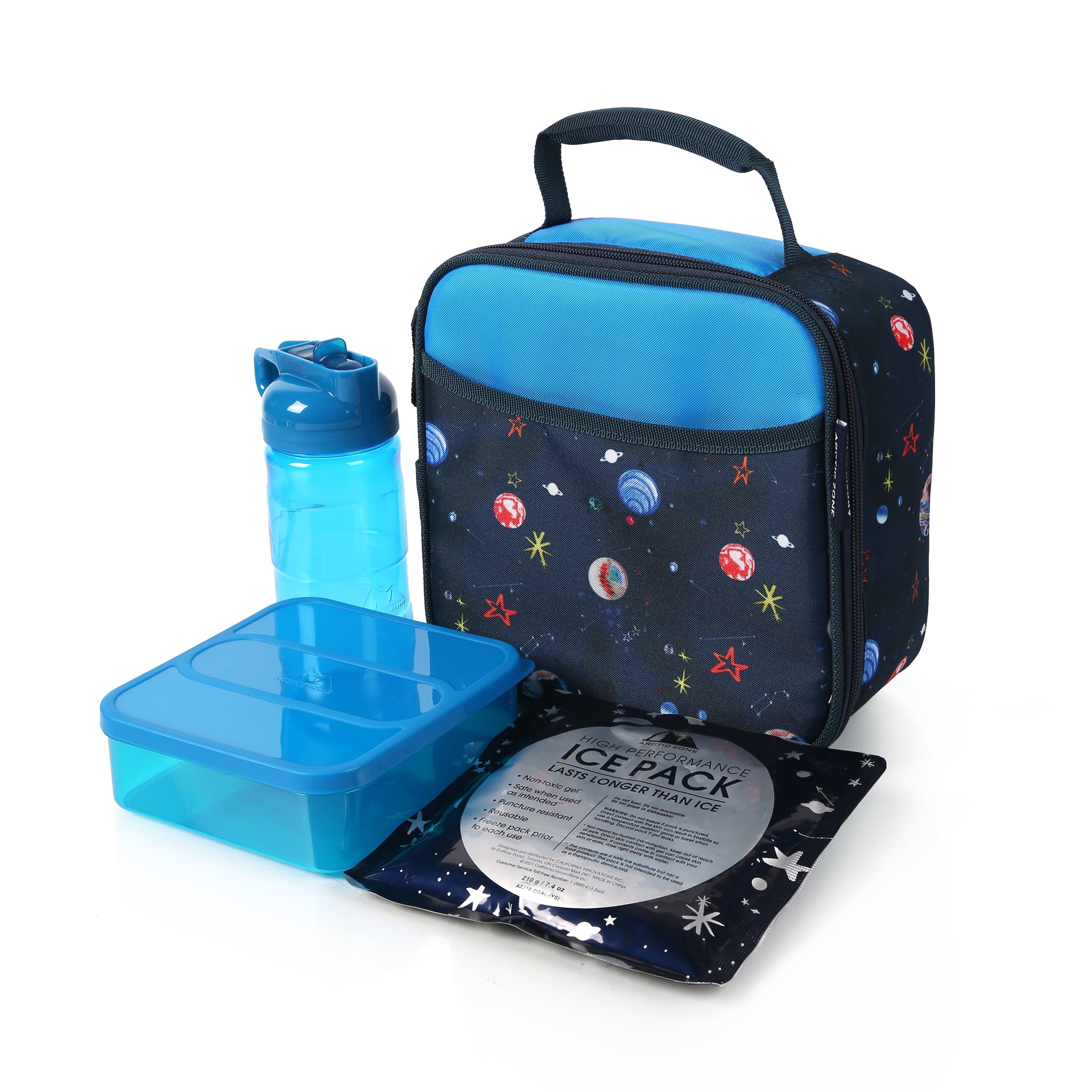 Arctic Zone Reusable Lunch Box Combo Kit with Accessories, Blue Outer