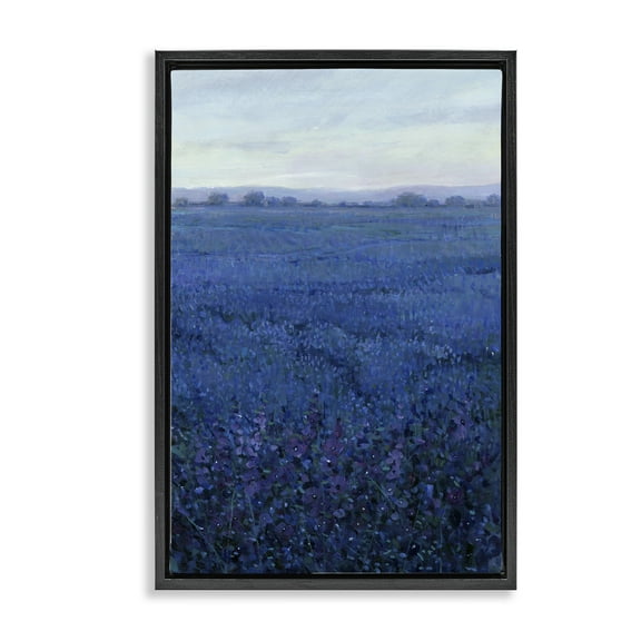 Stupell Industries Vast Blue Fields View Landscape Painting Black Floater Framed Art Print Wall Art, 17 x 25