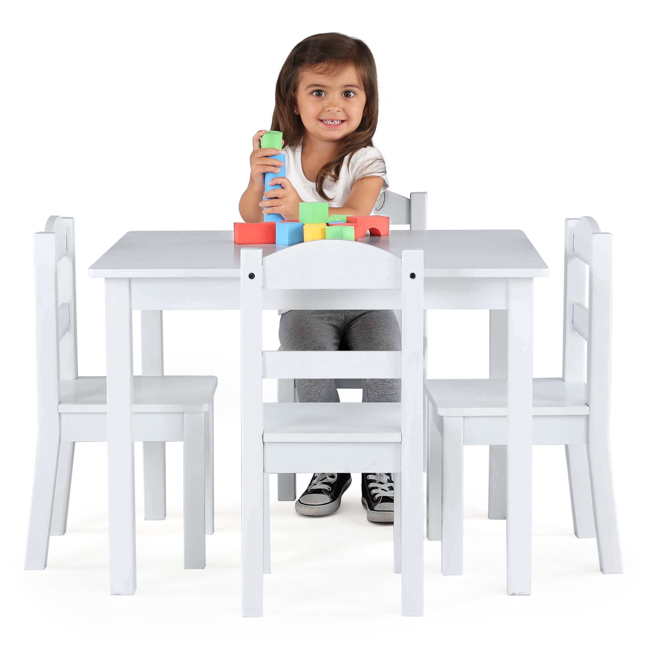 Humble Crew Cambridge Kids Classic 5 Pieces Stackable, Lightweight Activity Table, White