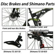 Eurobike 27.5” Full Suspension Folding Mountain Bike Foldable Frame Bicycle Disc Brakes Men or Women Bikes for Afults Green