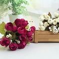 thumbnail image 6 of Purple Artificial Roses， Outdoor Artificial Flowers Colorful Flower Camellia 6Pcs with Stem Realistic Rose Wedding Home Table Centerpiece Floral Rose, 6 of 9