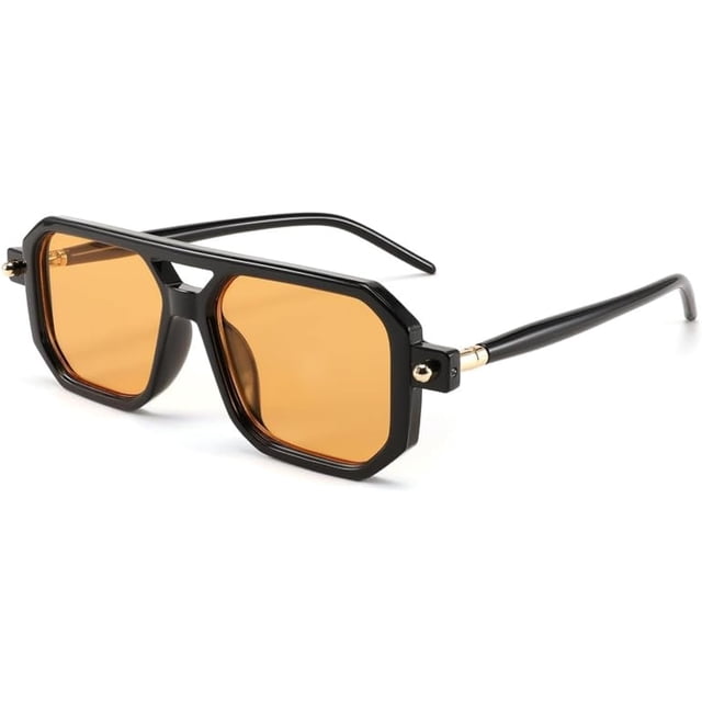 Lentes de sol Cuadrado Aviador Vintage Mujeres Hombres, Gafas de sol Elegante Marco Retro Clásico UV400