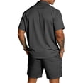 thumbnail image 4 of Fabrcox 2 Piece Sets for Men Short Sleeve Button Down Shirt and Shorts Set Summer Vacation Outdoor Men's Tracksuit Black L, 4 of 6