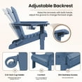 thumbnail image 6 of SERWALL Adjustable Folding HDPE Adirondack Chair Outdoor with Cup Holder, Blue, 6 of 11