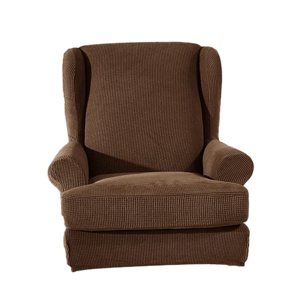 Funda de tela para sillón con respaldo de alas, universal, para muebles marrón