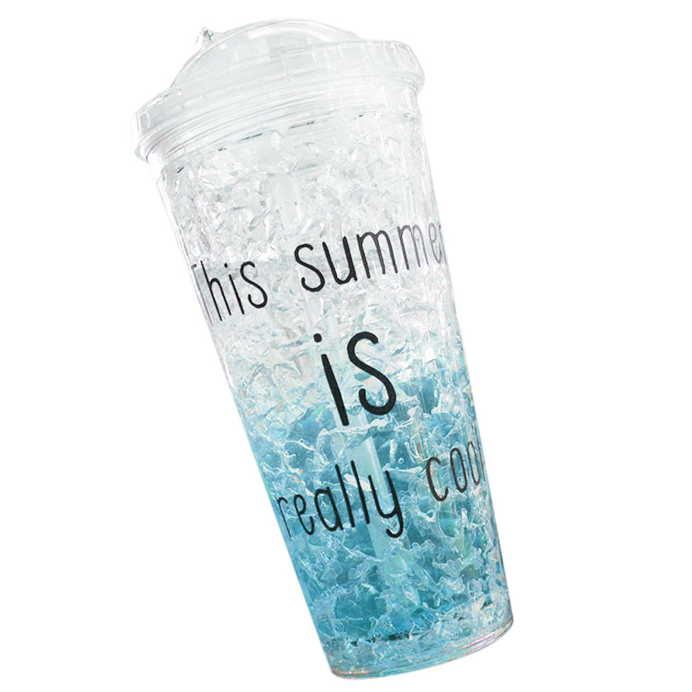 Generic 500Ml Summer Cups Ice Glasses Plastic Water Bottle with Cover  Refrigerator Crushed Ice Cups-Green