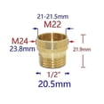 thumbnail image 2 of Brass 1/2" To M22 M24 M14 M20 Thread Connector Garden Household Faucet Adapter Durable Joint Co, 2 of 4