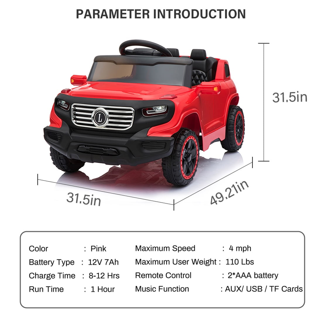 CIPACHO 6V Electric Remote Control Car, Kids Toddler Ride On Vehicles, Children's Toy Car with 3 Speeds, Music, LED Lights, Red CIPACHO 6V Electric Remote Control Car, Kids Toddler Ride On Vehicles, Children's Toy Car with 3 Speeds, Music, LED Lights, Red