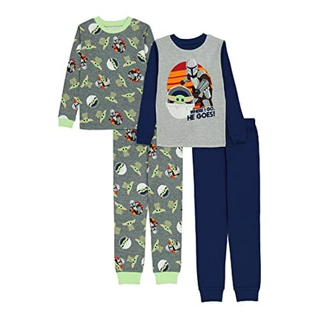 

STAR WARS Mandalorian Boys Pajamas Snug-Fit Apparel Cotton Pajama Set Mando Goes 4