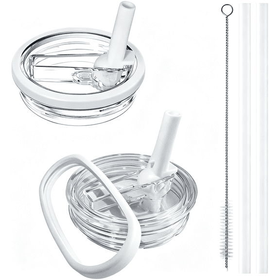 NORIZF 2 Pack Lid Replacement 40 Oz,With Leak Proof and Flip Straw Lid Cup Accessories,For Quencher H2.0 40 Oz Tumbler (Only),Bpa Free (Milk White)