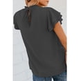 thumbnail image 3 of Camiseta holgada de punto suizo fruncida con manga aleteo superior de verano para mujer para uso diario, 3 of 5