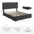 thumbnail image 3 of Danolapsi King Size Bed Frame with 4 Storage Drawers and Adjustable Headboard,Linen Upholstered Platform Bed Frame,Diamond Stitched Button Tufted,Wooden Slats Support,No Box Spring Needed, 3 of 7