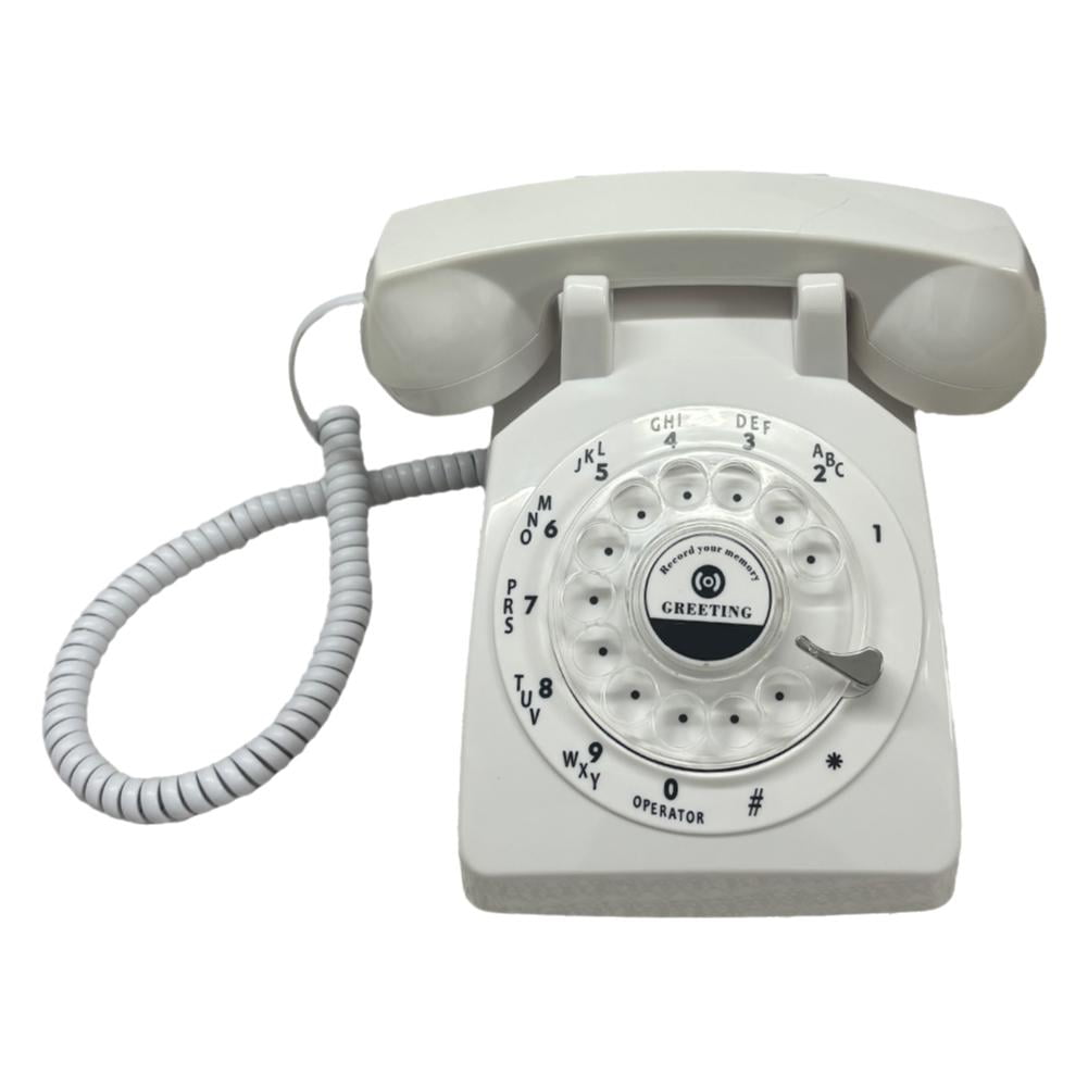 Téléphone Livre D'Or Audio Rétro - Enregistreur Messages - Style Vintage - Blanc - Cadeau Mariage/Anniversaire