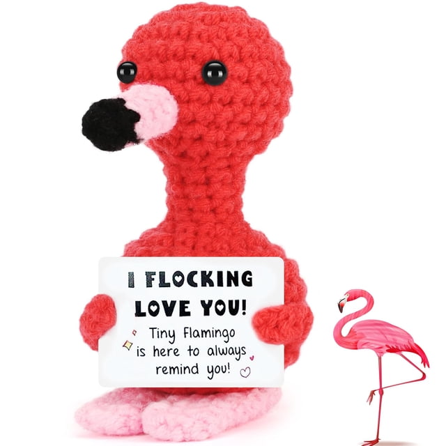 Regala JFBNXB I Love You Flamingo a ganchillo para su cumpleaños