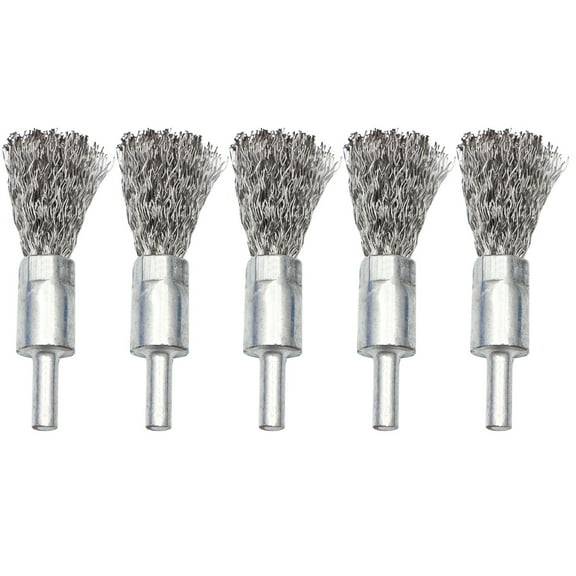 FELTECHELECTR 5Pcs Durable Stainless Steel Wire Brush Drill Brush Head for Metal Surface Cleaning Tool 11.8x0.7in