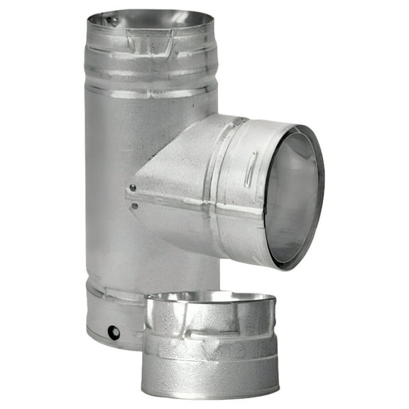 DuraVent PelletVent 3 in. X 3 in. X 3 in. Galvanized Steel Tee with Clean-Out Cap