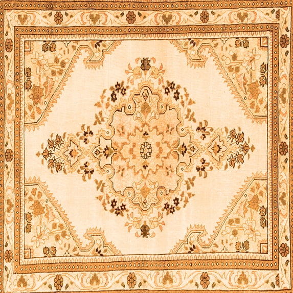 Ahgly Company Indoor Square Medallion Orange Traditional Area Rugs, 7' Square