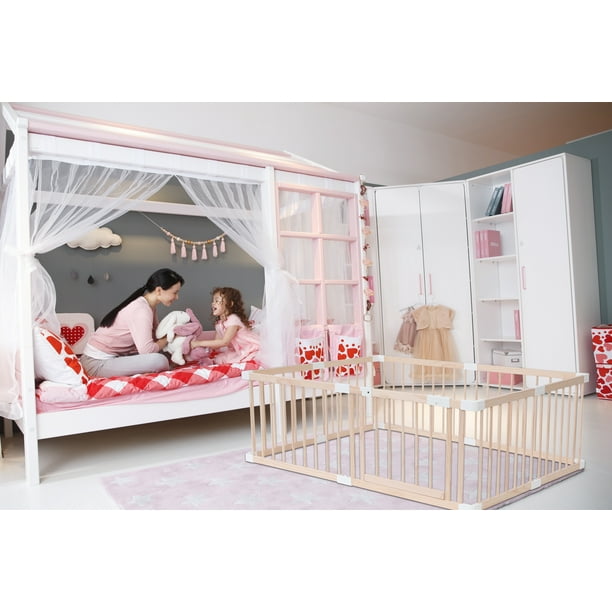 Baby natural wooden playpen and safety gate walmart