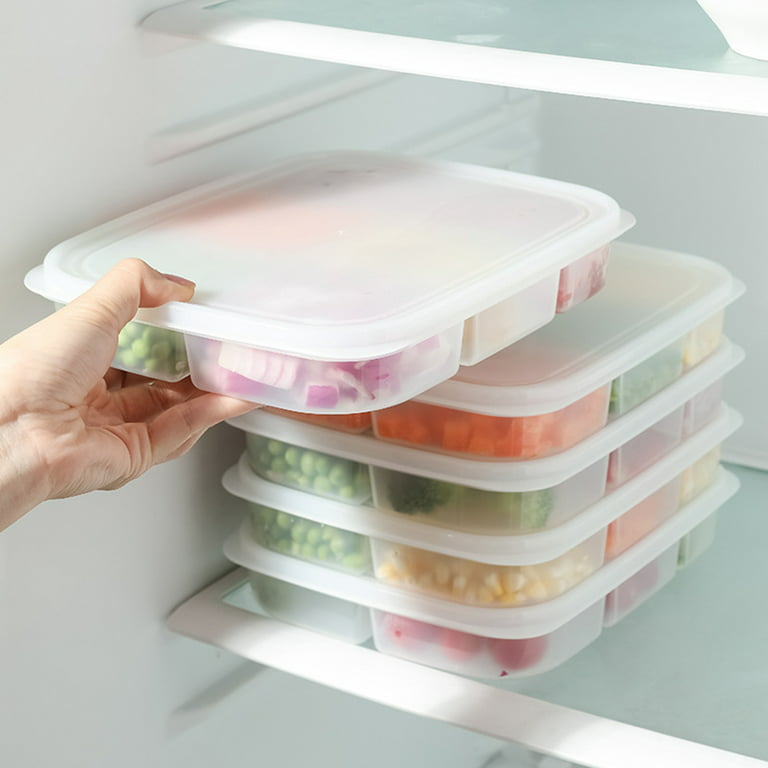Veggie Tray with Lid for Fridge Organizer Bins Divided Snack Box