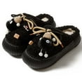 thumbnail image 2 of Tao Tao Cute Dust Bunny Fuzzy Slippers Animal Fluffy Plush Slippers Warm Winter Wear Home Cozy Furry Soft Indoor Outdoor Shoes Black 36, 2 of 4