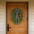thumbnail image 4 of PSVFUJZ Artificial Fern Leaf Style Flower Garland Wreath for Front Door, Faux Spring Summer Wreath for Front Door Farmhouse Wedding Green Year Round Indoor Outdoor Decoration(13.7in-17.7in), 4 of 6