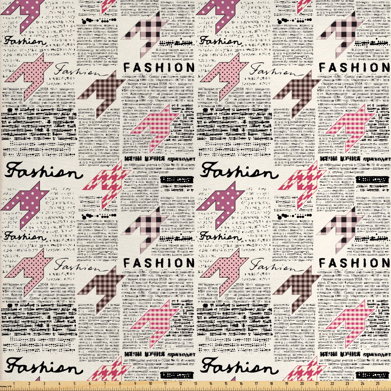 Newspaper Fabric by The Yard, Retro Style Newspaper Pages with Colorful