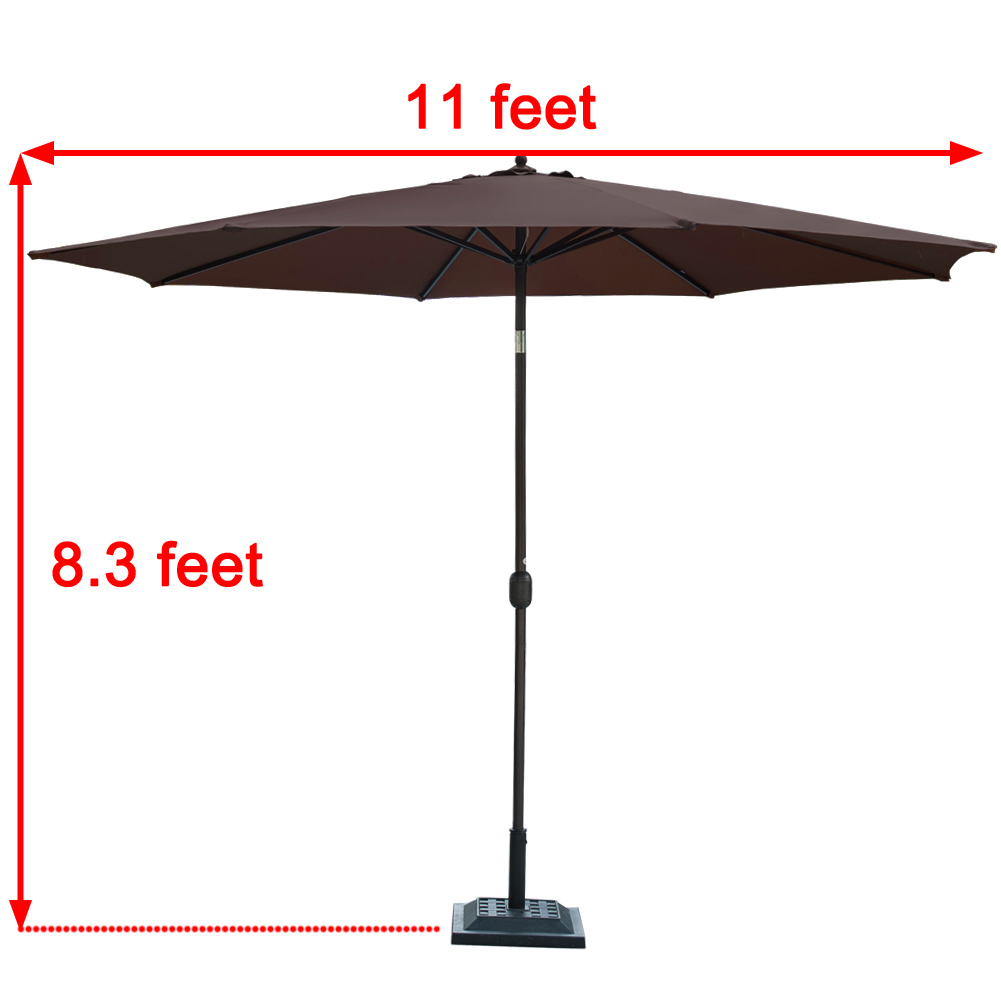 Sundale Outdoor 11 Feet Round Market Patio Umbrella 1 9in Bronze Aluminum Pole With Crank Sun Protection And Fade Resistant Canopy No Push Button Tilt Coffee Walmart Com Walmart Com