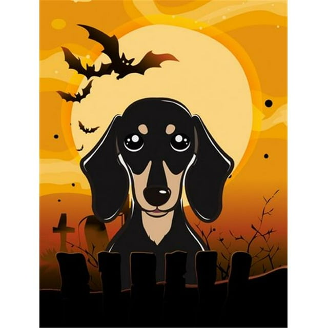 Halloween Smooth Black And Tan Dachshund Flag Canvas House Size