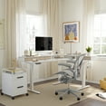 thumbnail image 6 of FEZIBO Triple Motor L Shaped Standing Desk with Three Drawers, 63 inches Electric Standing Desk Adjustable Height, Corner Stand up Desk with Splice Board, White Frame/White Top, 6 of 8